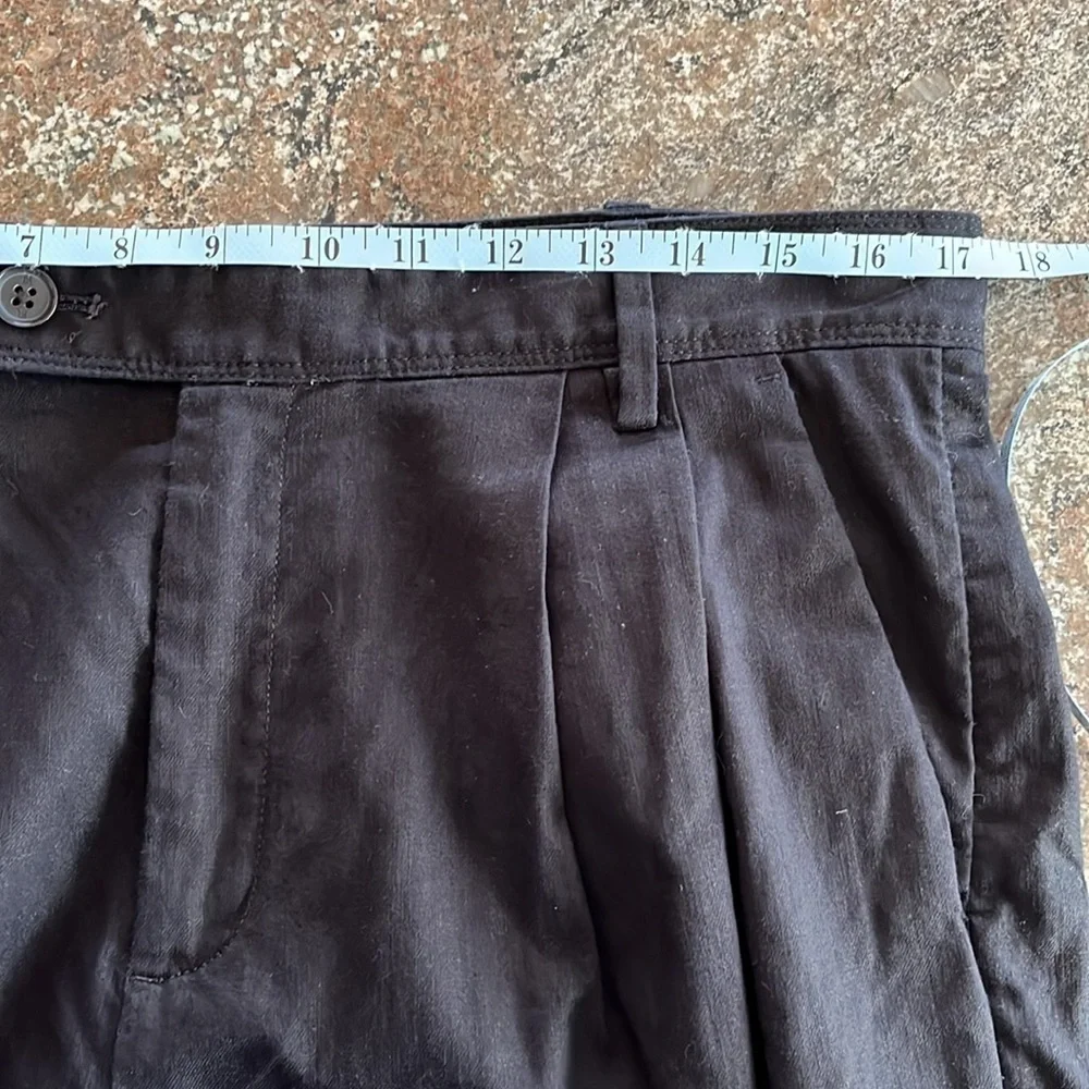Banana Republic Pleated Wide Leg Linen Cotton Blend Trouser Pant Black 14 Petite